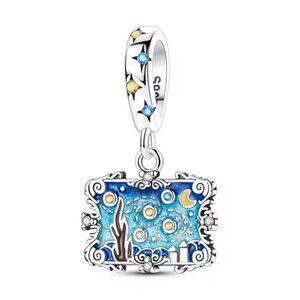 ANDORA Compatible NEW ✨ 925 Silver Van Gogh Starry Night Dangle Charm | Enamel A